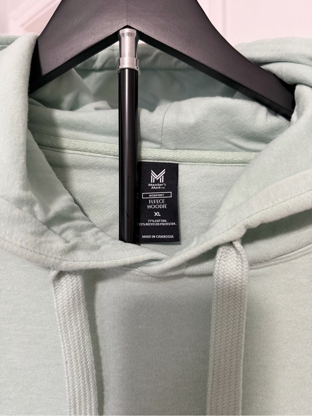 Men's Mint Green Hoodie with Hood and Kangaroo Pocket - Picture 4 of 4